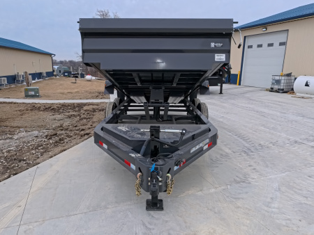 New 2026 Iron Bull 83 x 16 DWB Dump Trailer, 14,999 lb. GVWR, Gray with Aluminum Ramps