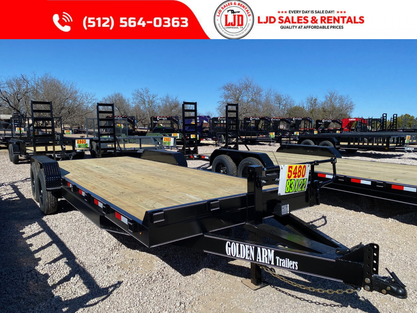 New 2026 Golden Arm 83" x 22' - Equipment Trailer