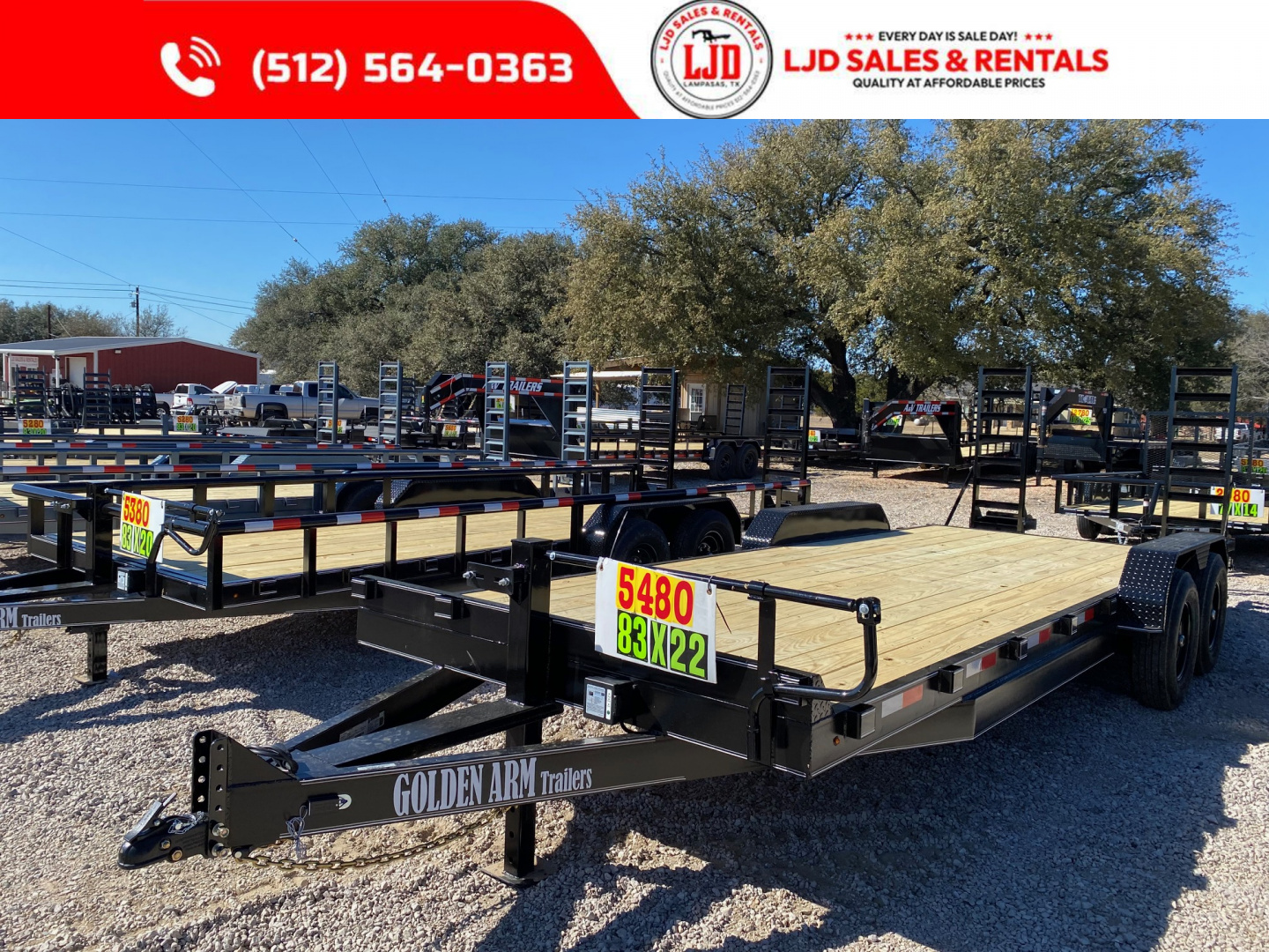 New 2026 Golden Arm 83" x 22' - Equipment Trailer