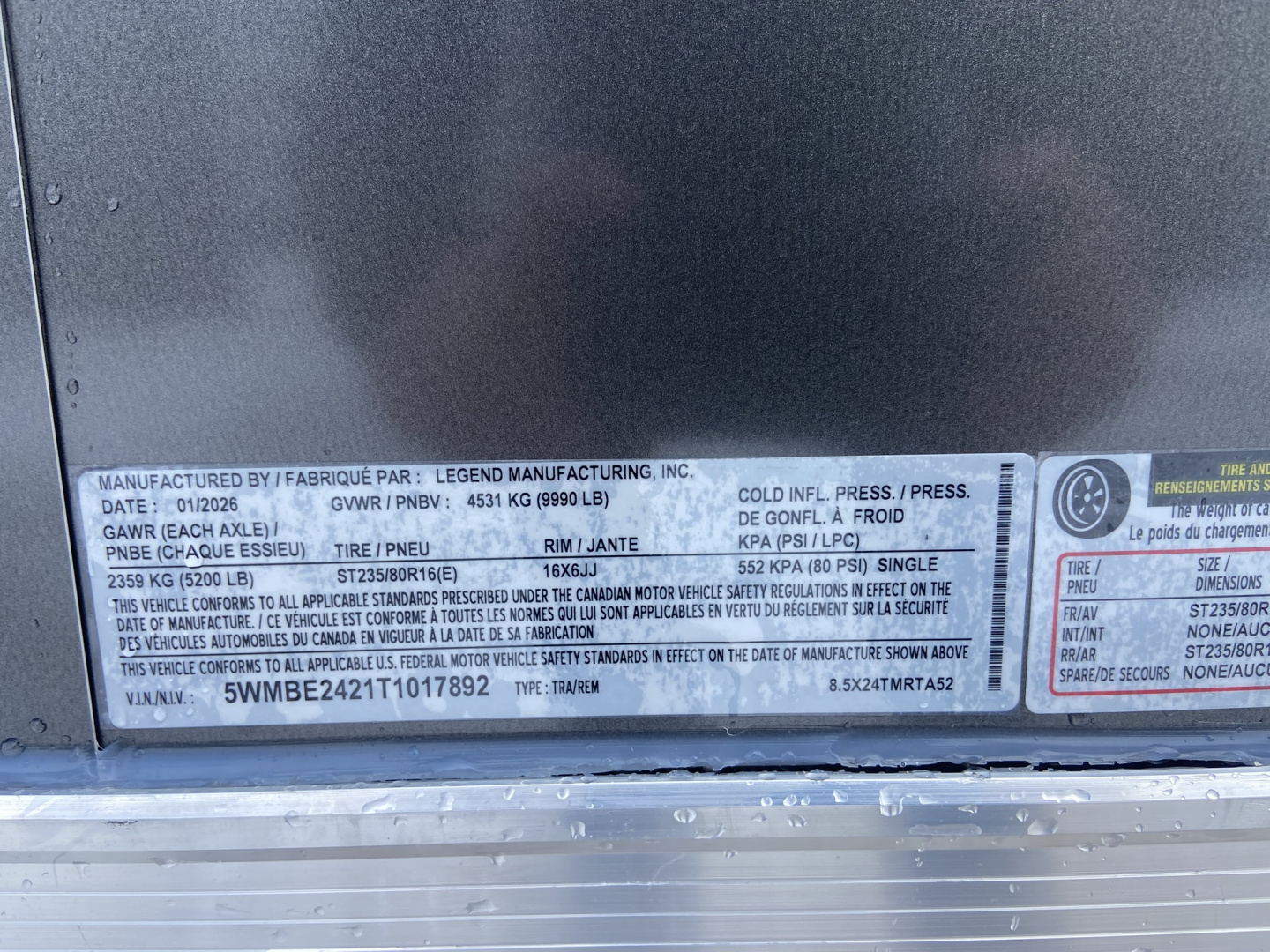 New Legend 8.5X24 Car Racing Trailer