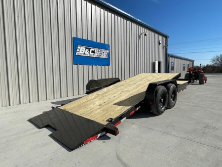 New 2026 TOP HAT 83X24 (4' Stationary Deck w/20' Tilting Deck) BUMPER PULL TILT DECK CAR / EQUIPMENT HAULER, (2)7000lb AXLES, GVWR 14,000lb