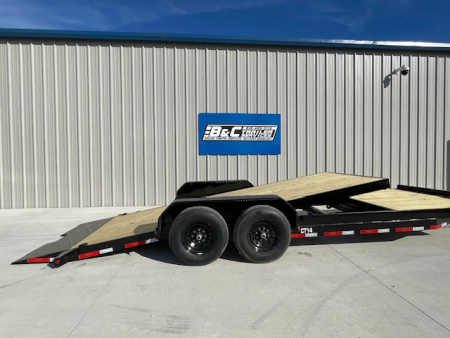 New 2026 TOP HAT 83X24 (4' Stationary Deck w/20' Tilting Deck) BUMPER PULL TILT DECK CAR / EQUIPMENT HAULER, (2)7000lb AXLES, GVWR 14,000lb