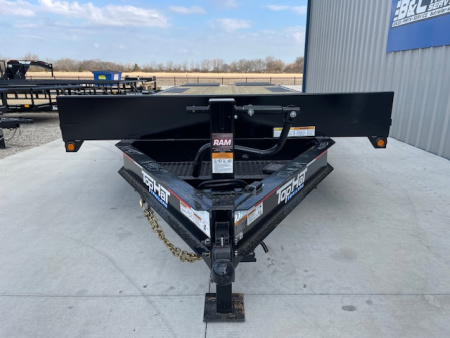 New 2026 TOP HAT 102X24 DECKOVER BUMPER PULL EQUIPMENT TRAILER, 4' DOVETAIL, (2)7000lb TANDEM AXLES, 14,000lb. GVWR, FOLD UP RAMPS