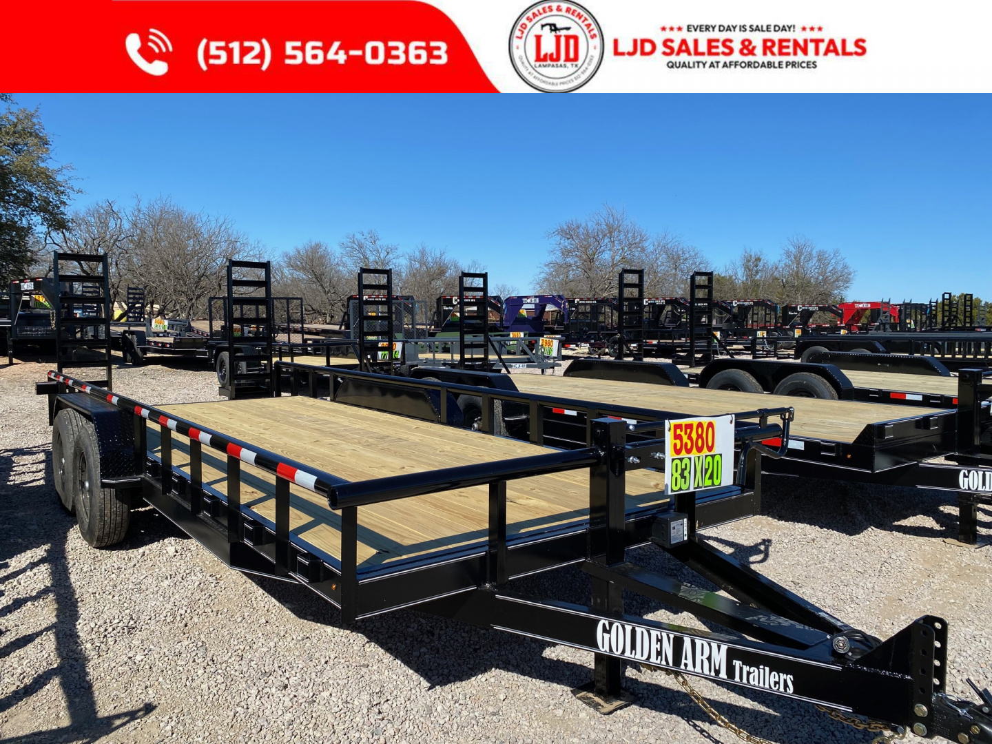 New 2026 Golden Arm - 83" x 20' - Pipe Top - Equipment Trailer-