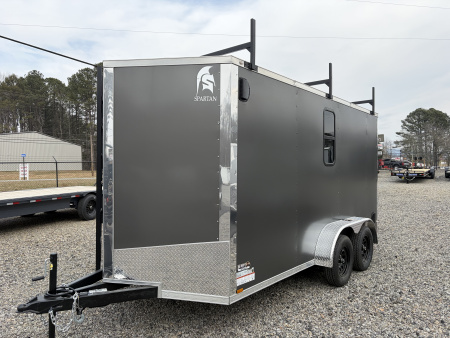 New 2026 Spartan 7X14 Custom Enclosed Trailer With Preferred Package, Window, Ladder. Ladder Racks, Polycor