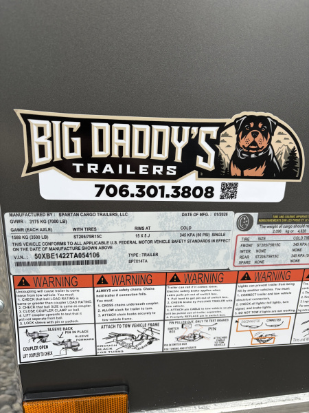 New 2026 Spartan 7X14 Custom Enclosed Trailer With Preferred Package, Window, Ladder. Ladder Racks, Polycor