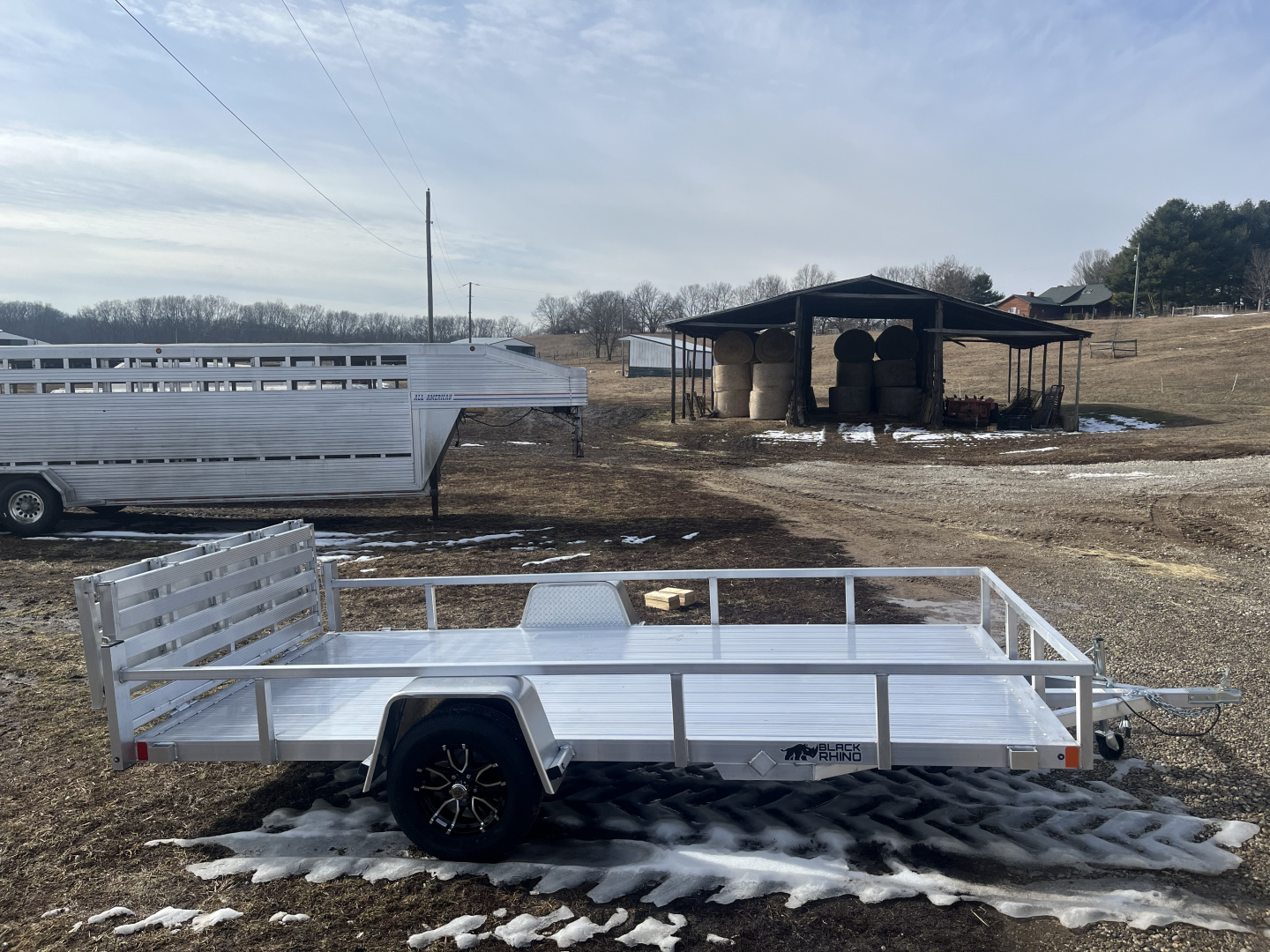 New 2026 Black Rhino 81x14 ALUMINUM LANDSCAPE SINGLE AXLE w/BIFOLD GATE Utility Trailer