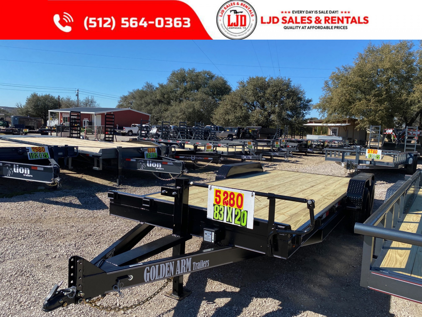 New 2026 Golden Arm 83" x 20' - Equipment Trailer