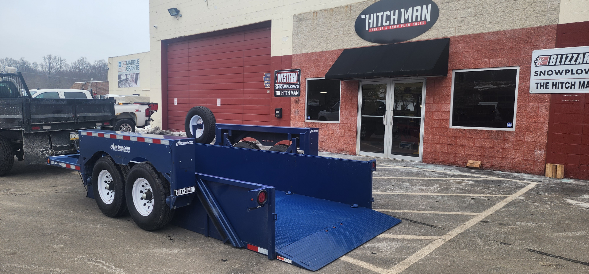New 6'3" x 14' Air-Tow UT14-10 Drop Deck Utility Flatbed Equipment Trailer, 13.5k GVWR ***Includes Spare Tire