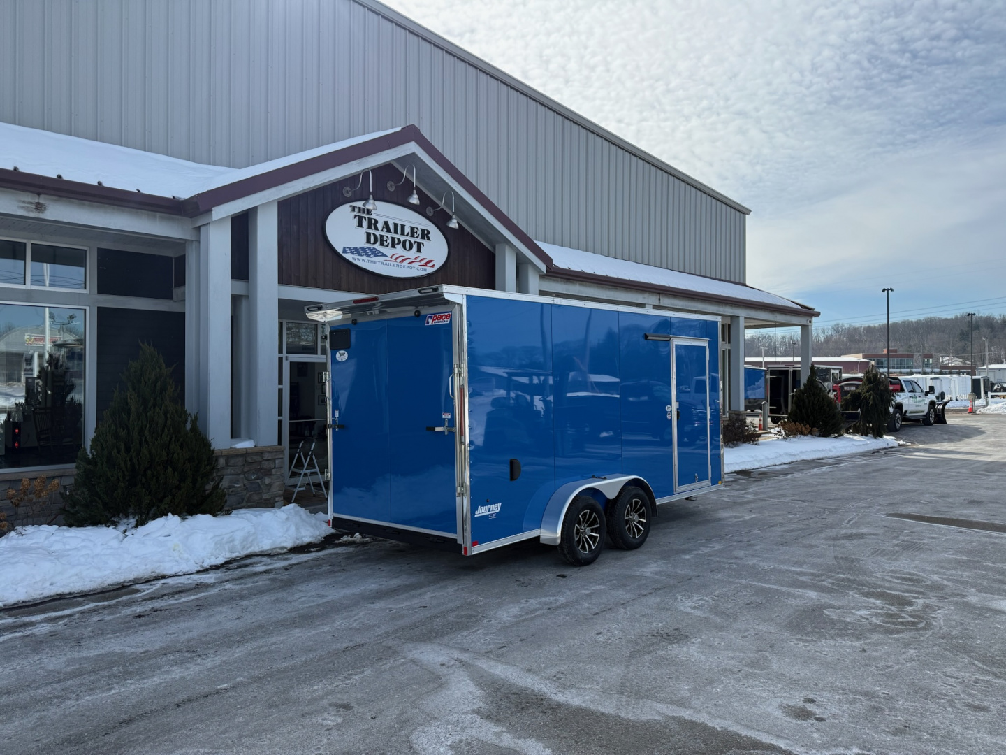 New Pace American 7' x 16' + V-Nose Enclosed Cargo Trailer with Ramp Door 7K