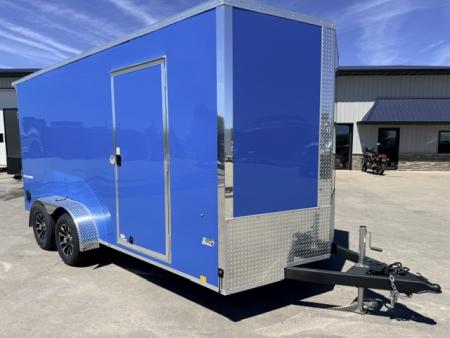 New 2026 Formula Traverse Blue 7'x16' 7k Flat Top V-Nose Enclosed Cargo Trailer