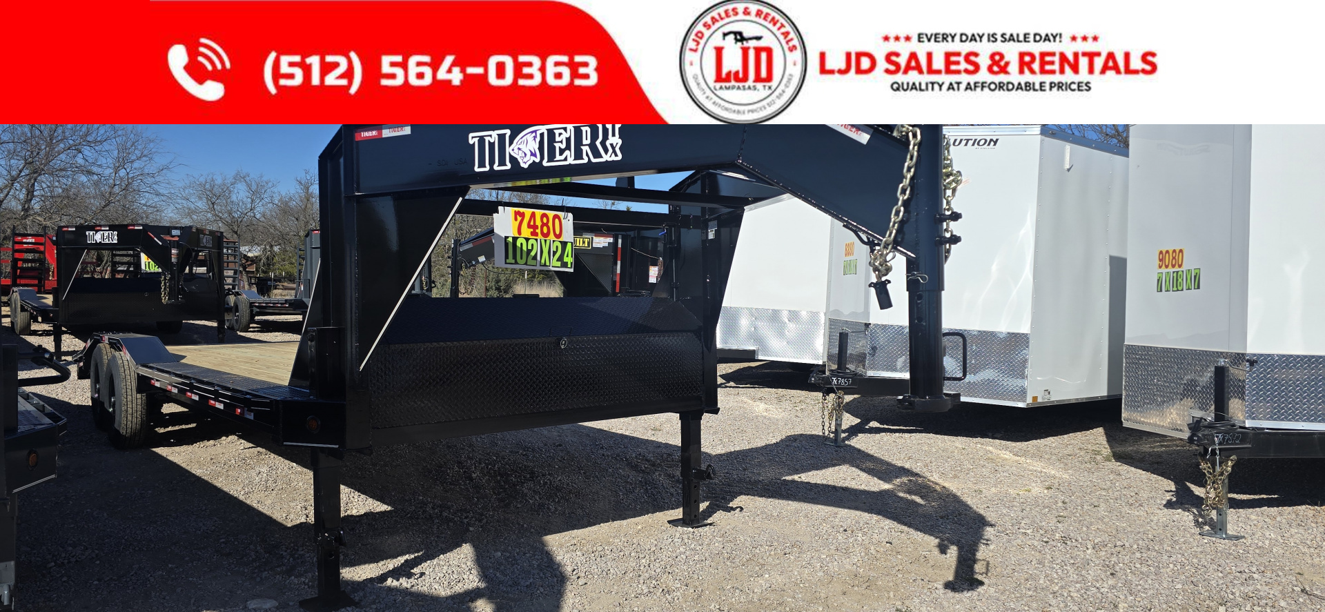 New 2026 Tiger - Gooseneck Drive Over Fender Trailer 102" X 24'