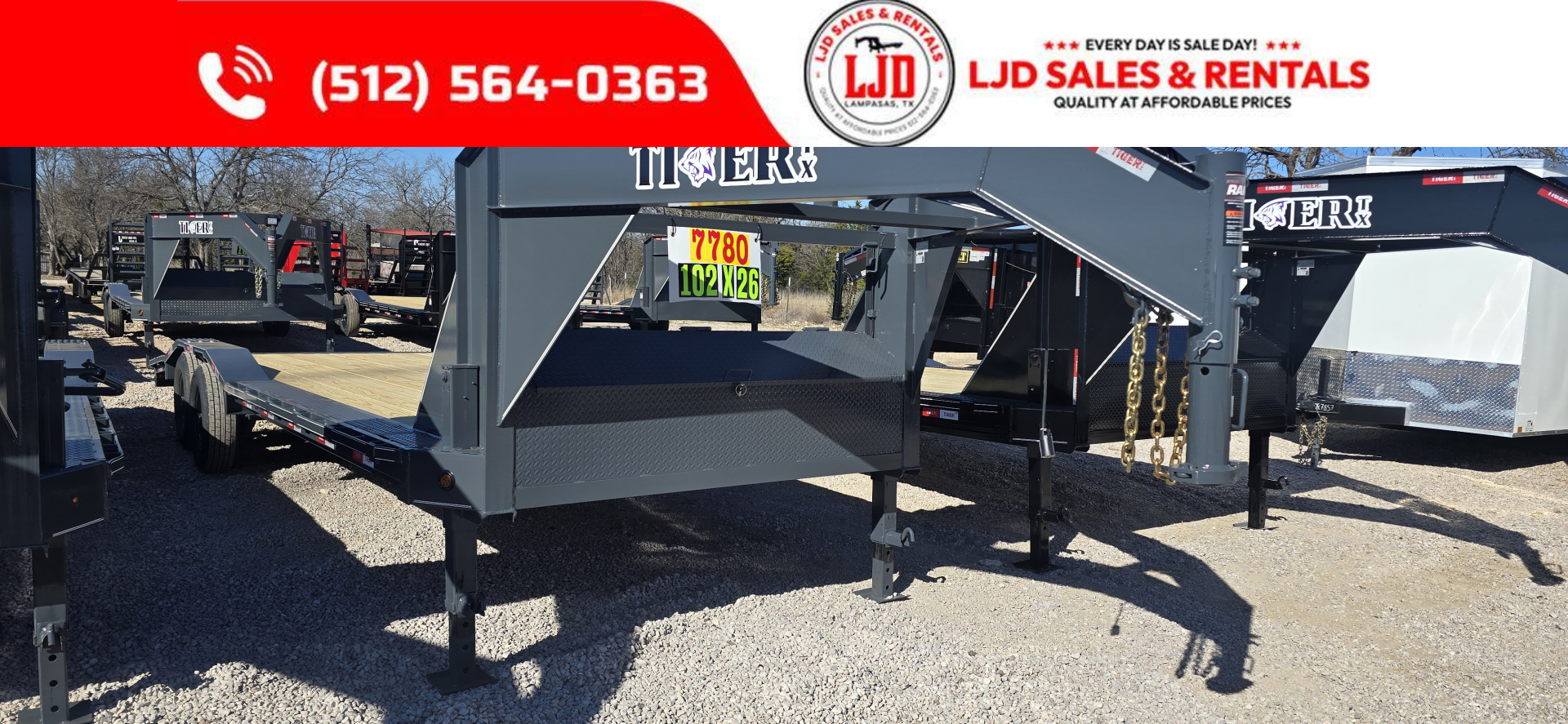 New 2026 Tiger - Gooseneck Drive Over Fender Trailer 102" X 26'