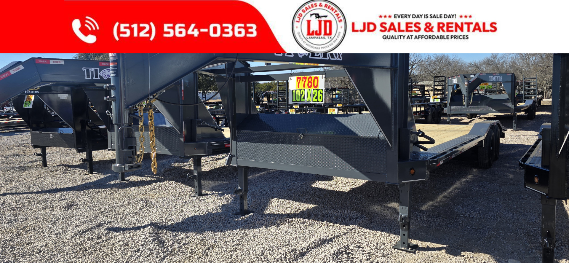 New 2026 Tiger - Gooseneck Drive Over Fender Trailer 102" X 26'