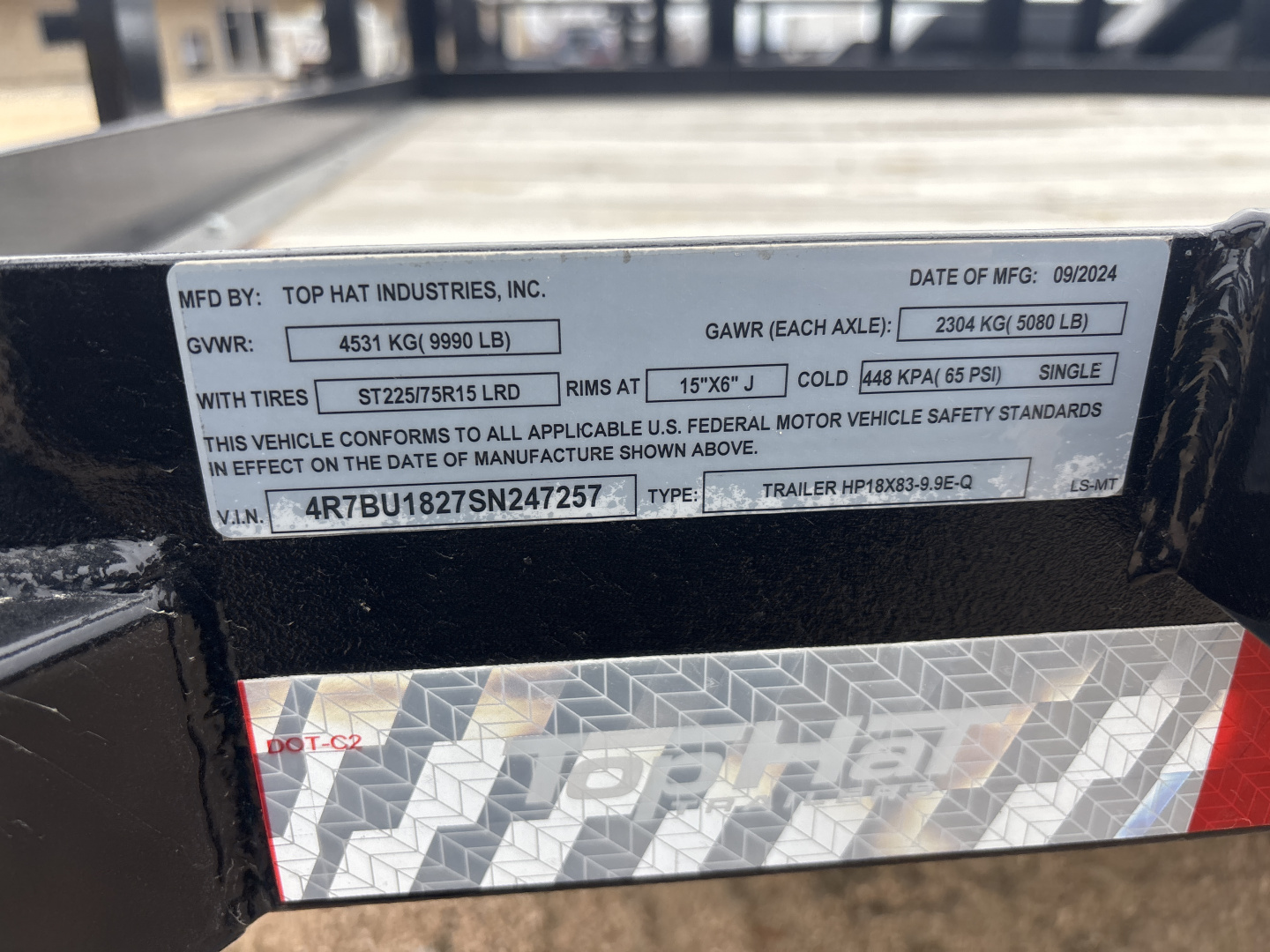 New 2025 Top Hat HP18X83-9.9E-Q Utility Trailer