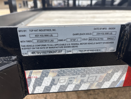 New 2025 Top Hat HP18X83-9.9E-Q Utility Trailer