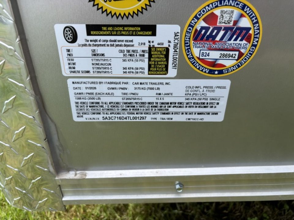New 2026 Car Mate Trailers CM716CC-HD CUSTOM CARGO Cargo / Enclosed Trailer * 7x16 7K * RAMP * 6.5 FT INTERIOR *