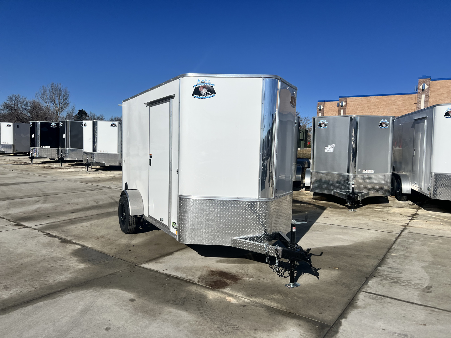 New 2026 Bighorn R&M 6x10+ 2V 6 inches Taller 78” Enclosed Rear Ramp Cargo Trailer