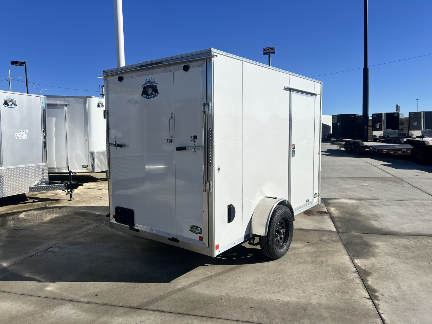 New 2026 Bighorn R&M 6x10+ 2V 6 inches Taller 78” Enclosed Rear Ramp Cargo Trailer