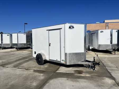 New 2026 Bighorn R&M 6x10+ 2V 6 inches Taller 78” Enclosed Rear Ramp Cargo Trailer