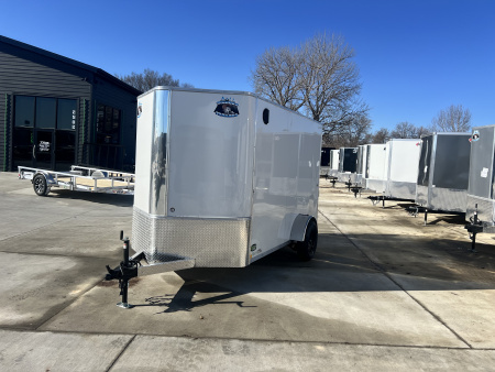 New 2026 Bighorn R&M 6x10+ 2V 6 inches Taller 78” Enclosed Rear Ramp Cargo Trailer