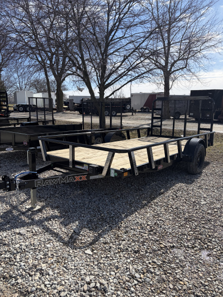 New 2026 RAWMAXX UTX1477BP3.5K Utility Trailer 77X14 SA (GVW:2990) JET BLACK