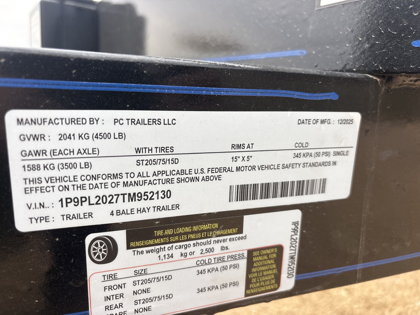 New 2026 P&C Trailers 4 Bale Hay Trailer