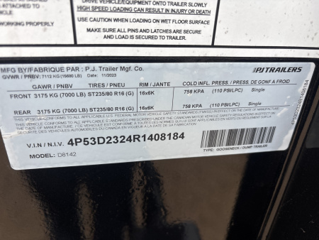 New 2024 PJ Trailers D8142 Dump Trailer
