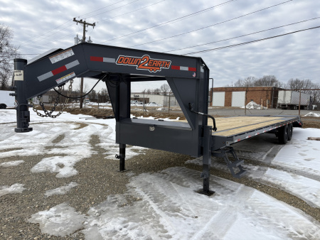 New 2026 Down 2 Earth Trailers 25' 15.5K Gooseneck Flatbed w/ 5' Dove and Real Steel Ramps