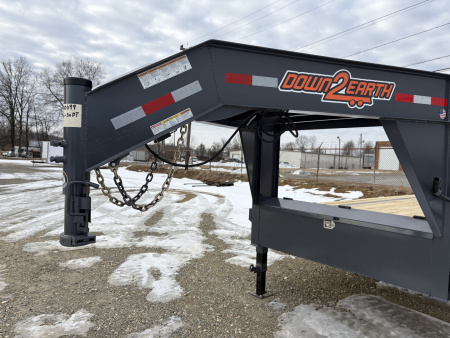 New 2026 Down 2 Earth Trailers 25' 15.5K Gooseneck Flatbed w/ 5' Dove and Real Steel Ramps