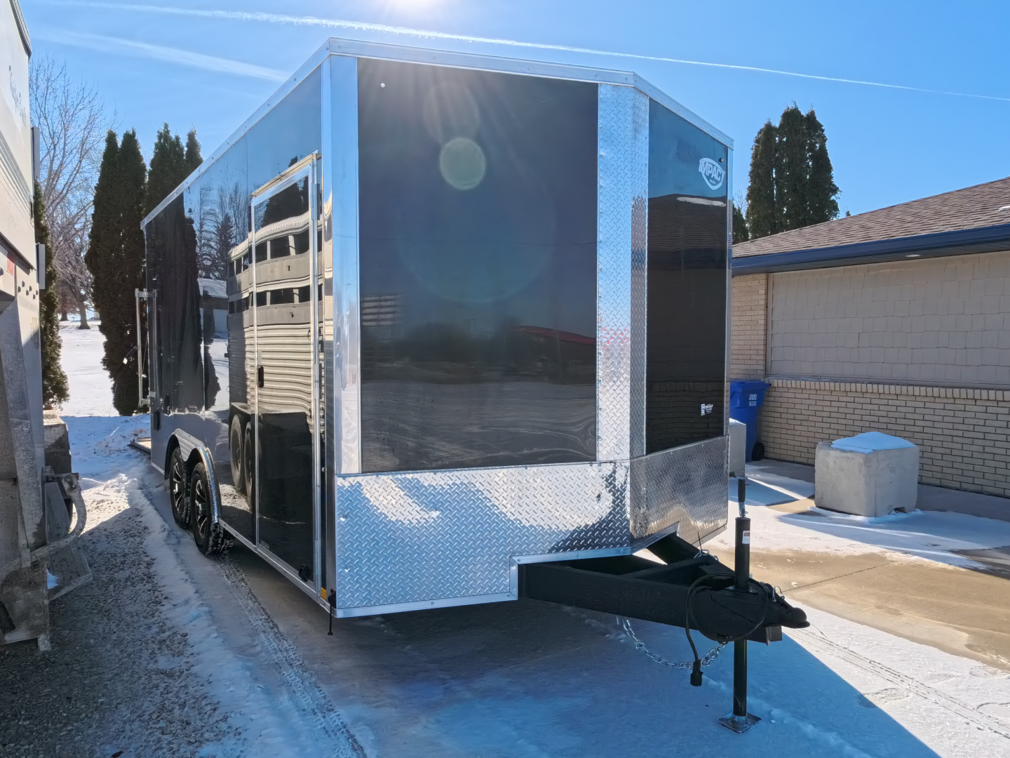 New 2026 Formula Trailers 8.5 x 16 x 7 Formula Traverse Flat Top V-Nose Car Hauler, Black, Aluminum Rims, Rock Guard