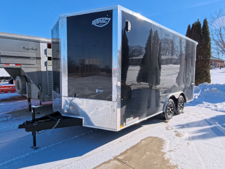 New 2026 Formula Trailers 8.5 x 16 x 7 Formula Traverse Flat Top V-Nose Car Hauler, Black, Aluminum Rims, Rock Guard