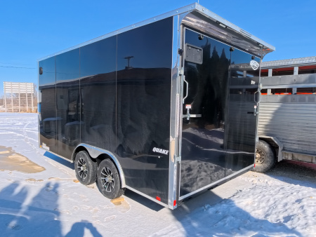 New 2026 Formula Trailers 8.5 x 16 x 7 Formula Traverse Flat Top V-Nose Car Hauler, Black, Aluminum Rims, Rock Guard