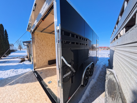 New 2026 Formula Trailers 8.5 x 16 x 7 Formula Traverse Flat Top V-Nose Car Hauler, Black, Aluminum Rims, Rock Guard