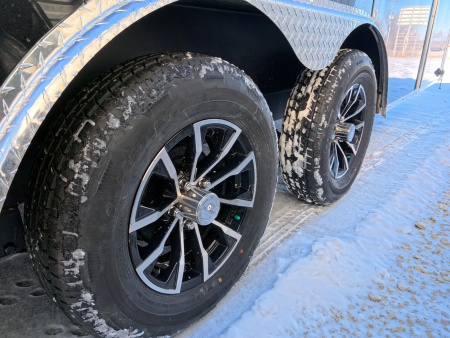 New 2026 Formula Trailers 8.5 x 16 x 7 Formula Traverse Flat Top V-Nose Car Hauler, Black, Aluminum Rims, Rock Guard