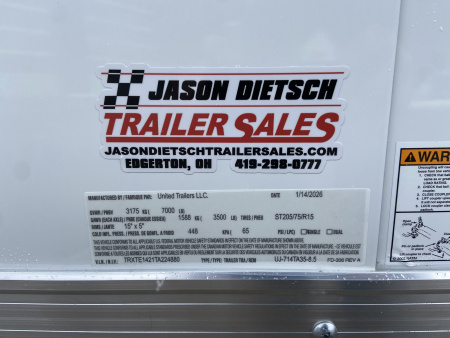 New 2026 United UJ Enclosed Cargo Trailer 14'