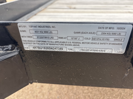 New 2025 Top Hat HP Utility Trailer