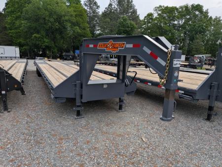 New 2026 Down 2 Earth Trailers 40' 25.9K Gooseneck Flatbed Dual Tandem w/ 5' Dove and Real Steel Ramps