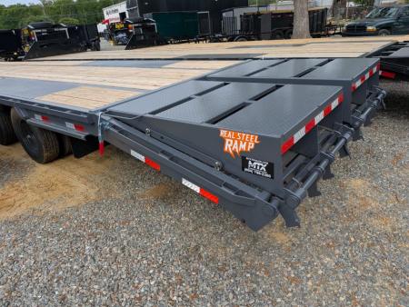 New 2026 Down 2 Earth Trailers 40' 25.9K Gooseneck Flatbed Dual Tandem w/ 5' Dove and Real Steel Ramps