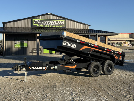 New 2026 RawMaxx ORANGE X 83X14 W/TARP AND 8 GAUGE FLOOR 14K GVWR Dump Trailer