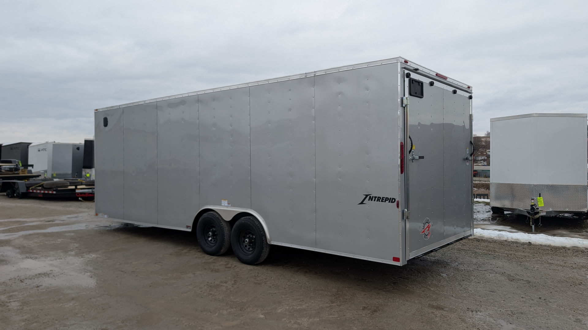 New 2026 Homesteader 8.5 x 24 HD Intrepid V-Nose Car Trailer w/ Rear Ramp Door