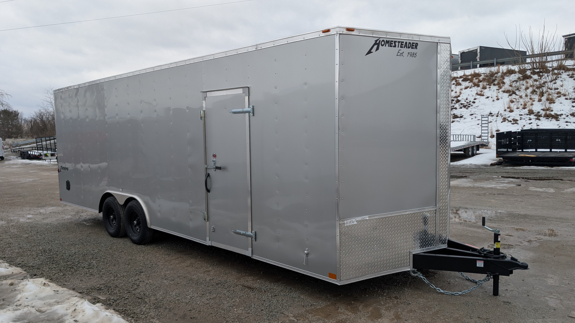 New 2026 Homesteader 8.5 x 24 HD Intrepid V-Nose Car Trailer w/ Rear Ramp Door