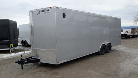 New 2026 Homesteader 8.5 x 24 HD Intrepid V-Nose Car Trailer w/ Rear Ramp Door