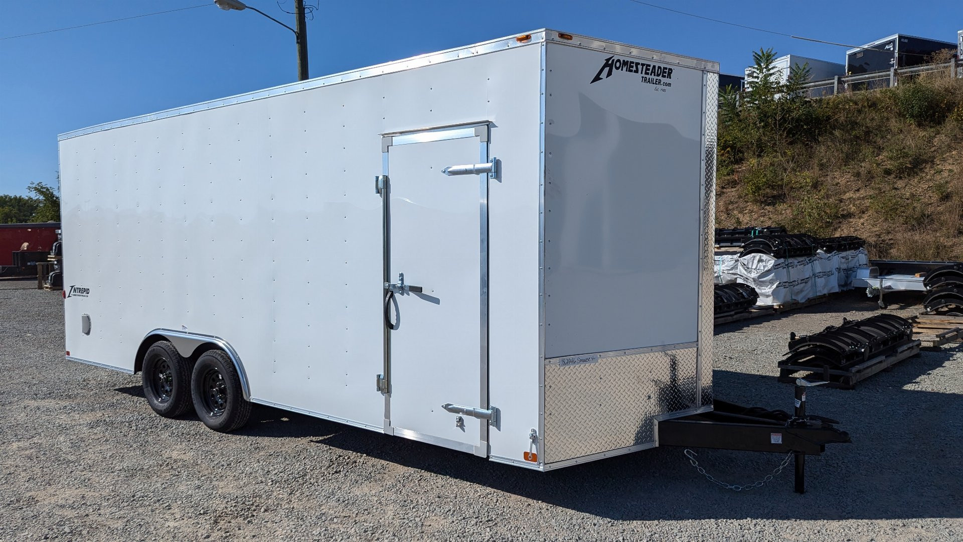 New 2026 Homesteader 8.5 x 20 Intrepid V-Nose Car Hauler w/ Ramp Door