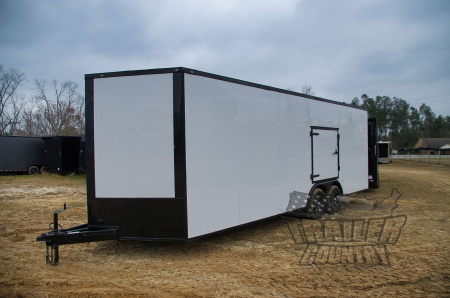 New 2026 8.5 x 24 Enclosed Car / Toy Hauler Cargo Trlr w/ Custom Blackout Package