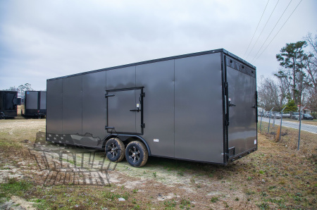 New 2026 8.5 x 24 Enclosed Car / Toy Hauler Cargo Trlr w/ Custom Blackout Package