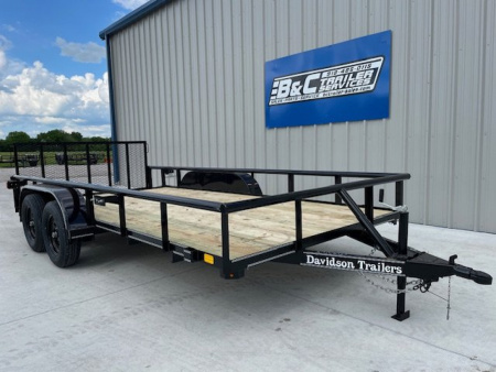 New 2026 DAVIDSON 83X16 (2)TANDEM AXLE PIPE TOP UTILITY W/36" GATE, DOVETAIL