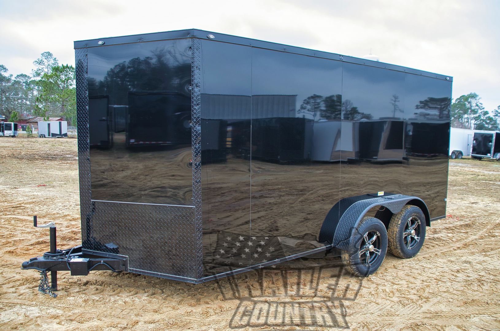 New 2026 NEW 7 x 14 V-Nosed Enclosed Motorcycle Cargo Trailer w/BLACKOUT PACKAGE