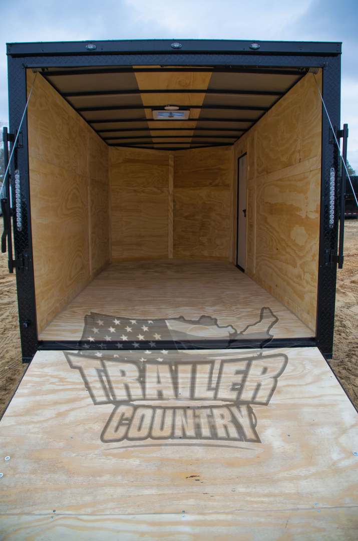 New 2026 NEW 7 x 14 V-Nosed Enclosed Motorcycle Cargo Trailer w/BLACKOUT PACKAGE