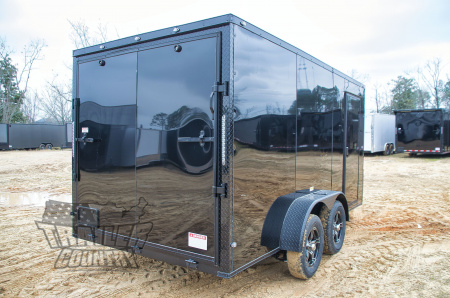 New 2026 NEW 7 x 14 V-Nosed Enclosed Motorcycle Cargo Trailer w/BLACKOUT PACKAGE